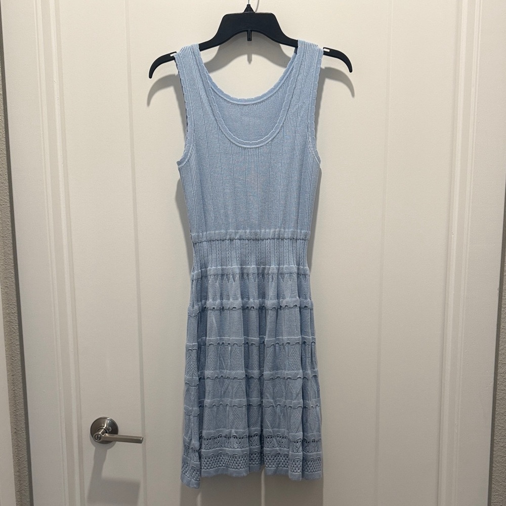Chic Light Blue Sleeveless Mini Dress